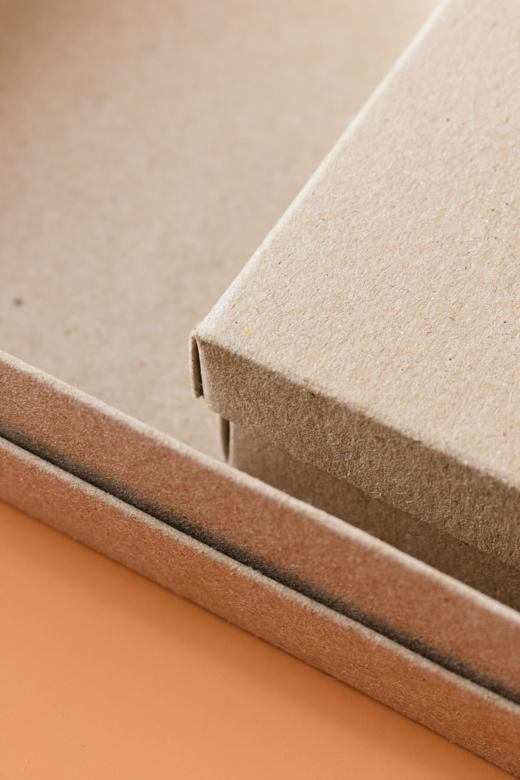 Close-up of kraft cardboard box corner