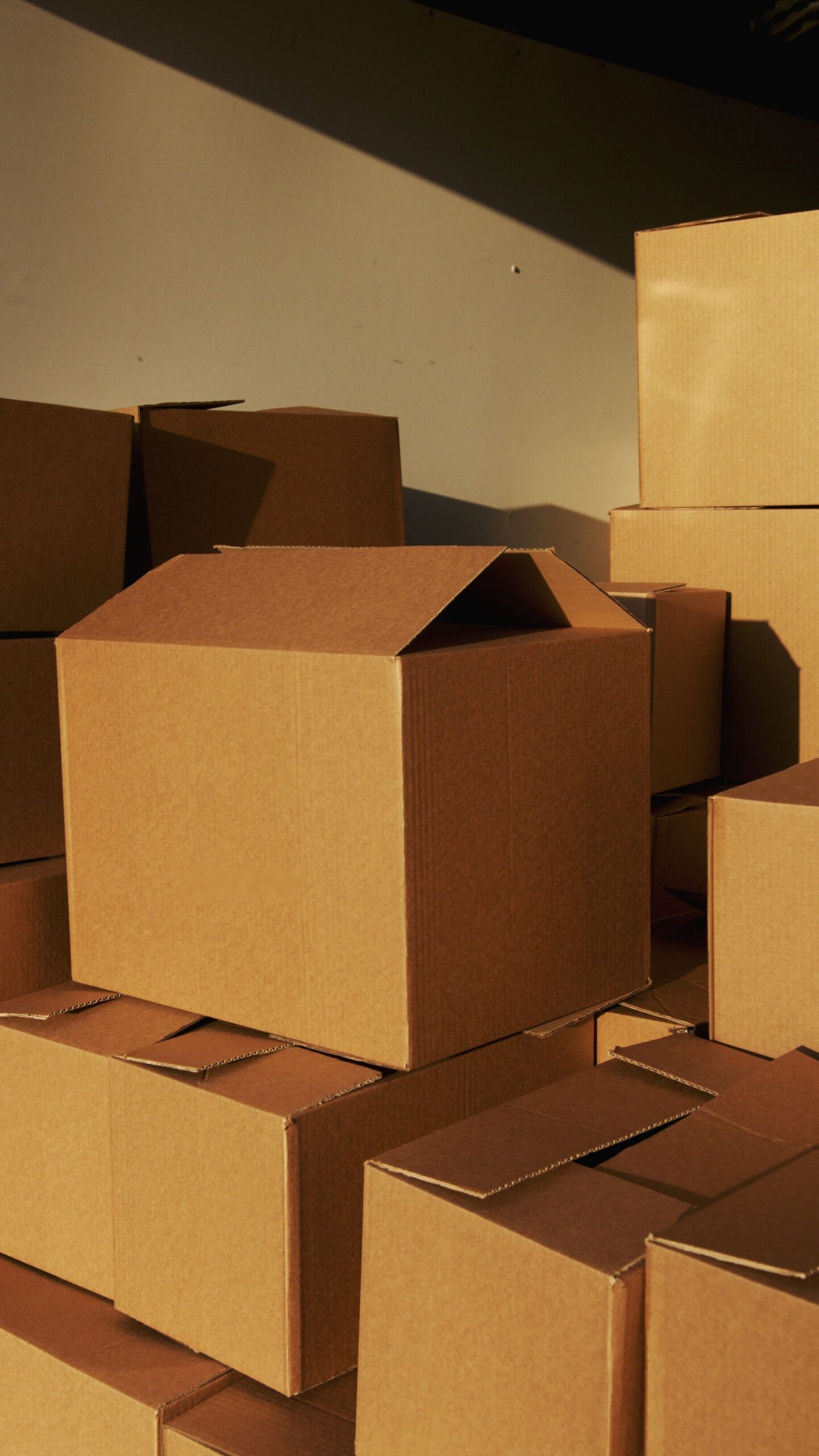 Brown corrugated cardboard boxes
